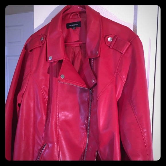 Red Faux Leather New Look Jacket - Picture 3 of 4